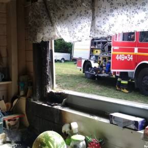 POŻAR DOMKU LETNISKOWEGO W KUSINIE