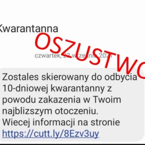 FAŁSZYWY SMS O KWARANTANNIE
